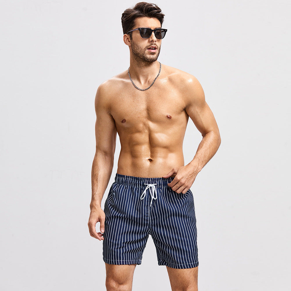 Mens Loose-Fit Printed Casual Beach Shorts
