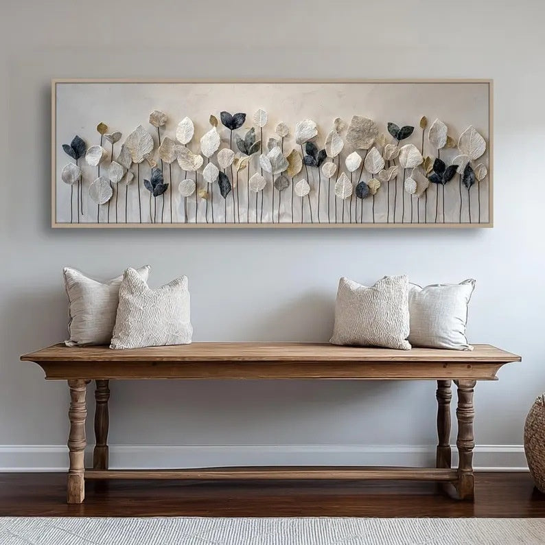 Minimalist Leaf Panoramic Art Canvas Painting