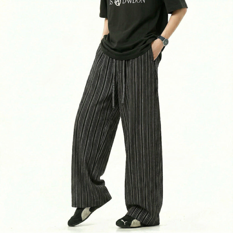 Gender-neutral Pleated Casual Loose-fit Bubble-cloth Pants