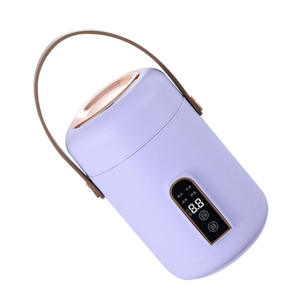 Mini Rice Cooker Efficient Heating Insulated Portable Multifunction Soup Porridge Stewpot For Home Office Dorm Purple