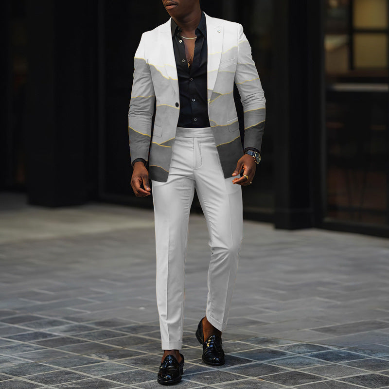 Mens New Autumn Slim-Fit Two-Piece Suit