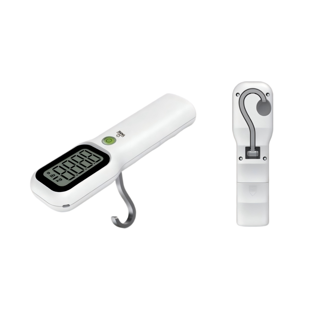 Portable Digital Luggage Scale With Retractable Hook, High-Precision Travel Suitcase Weight Scale With LCD Display, White