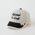 Summer Men's And Women's Striped Baseball Cap With Embroidered Letters Good Luck On The Body, Net-like Fabric, Fashionable And Casual Style
