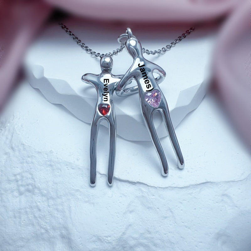 Double Embrace Couple Necklace Pendant For Men And Women