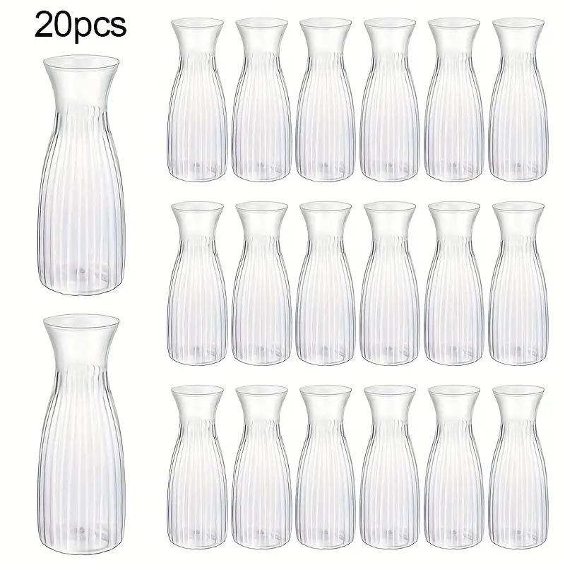20-Piece Value Set Of Ribbed Plastic Vases Clear Design, Perfect For DIY Floral Arrangements & Various Bouquets  Versatile Decor Essential For Holidays, Home, Dining Tables, And Weddings.