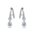 S925 Sterling Silver Double Hoop Drop Earrings, 5x7mm Pear Cut D-VVS1 Moissanite, Platinum Plated 3g Elegant Women's Jewelry Gift Box