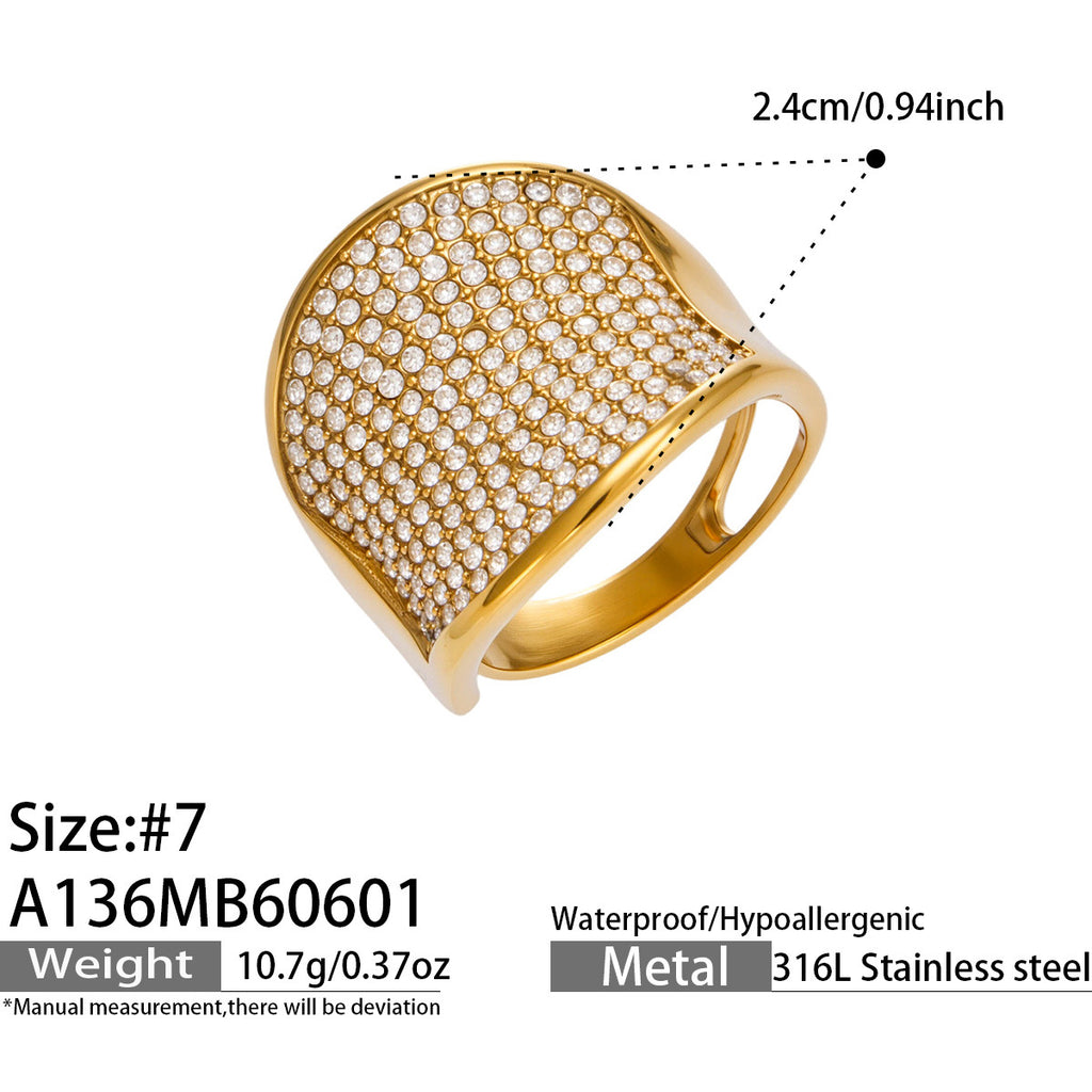 Side-opening Stainless Steel 18k Gold-plated European And American-style Ring For Women