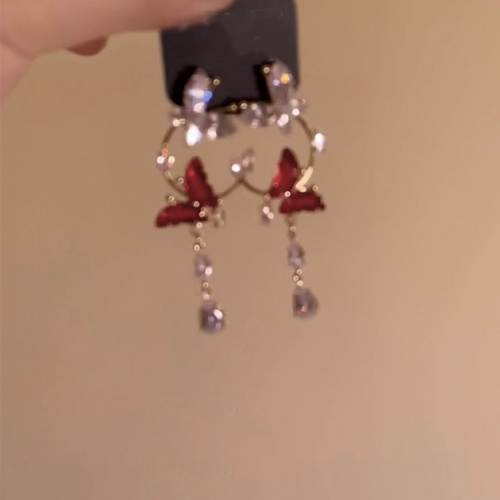 2026 New Teardrop Butterfly Tassel Earrings, Light Luxury High-End Fashion Jewelry For Women, Perfect For Round & Square Faces