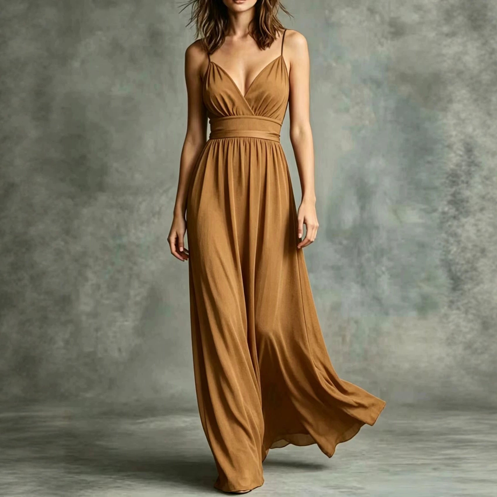 Womens Elegant Strapless Waist-cinching Dress