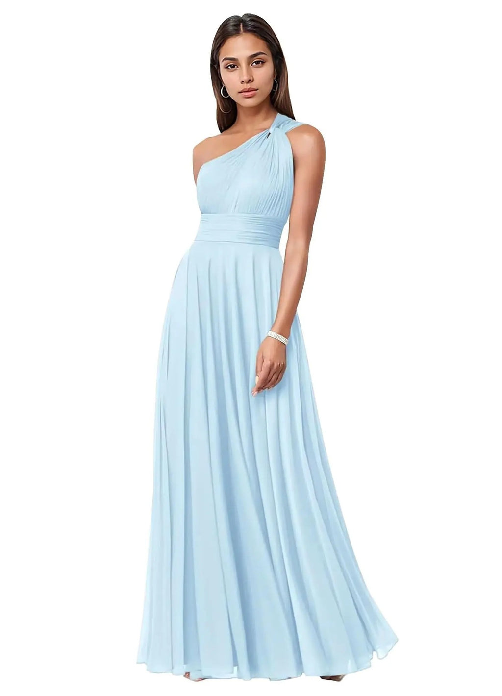 Womens Wedding One-Shoulder Chiffon Dress