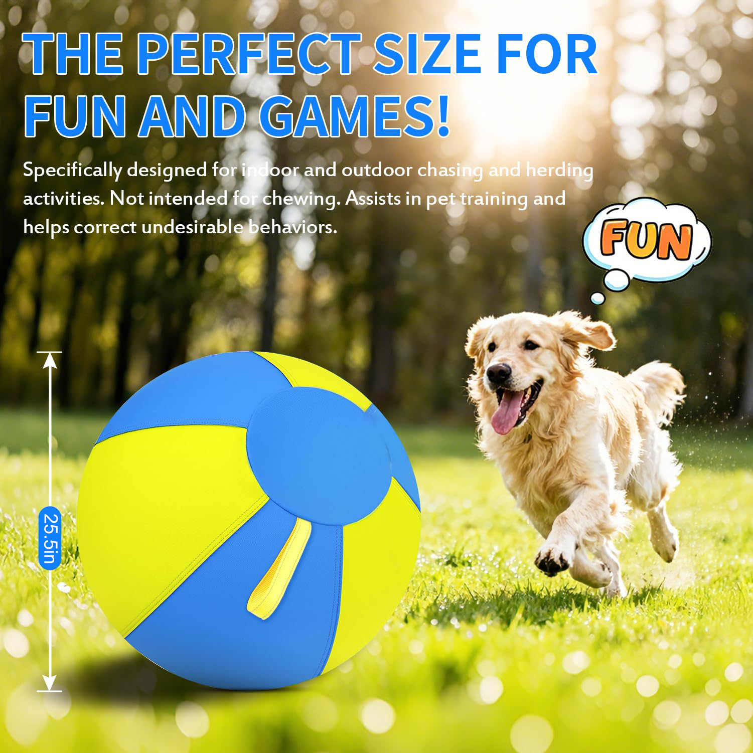 Herding Ball For Dogs, 25 Inch Large Dog Ball Toy With Handles, Anti Burst Interactive Toy For Large Breeds, German Shepherds, Rottweilers, Agility Training Exercise