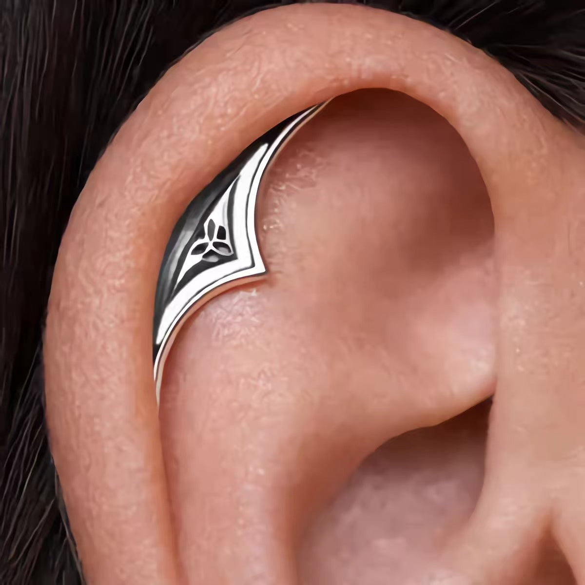 Halloween Horror Gothic Geometric Hollow-out Crescent-shaped Helix Stud