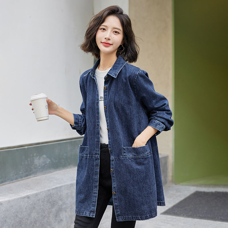 Casual Trench Coat Springautumn Mid-length Loose Fit Plus Size