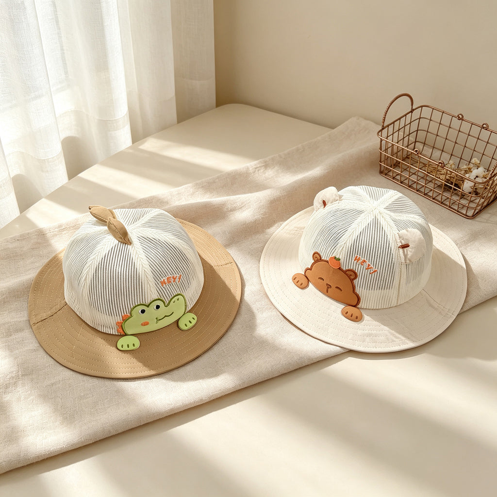 Children's Cartoon Animal-shaped All-net Thin-sleeved Breathable Cool And Cute Casual Fisherman Hat, Suitable For Traveling And Shopping.