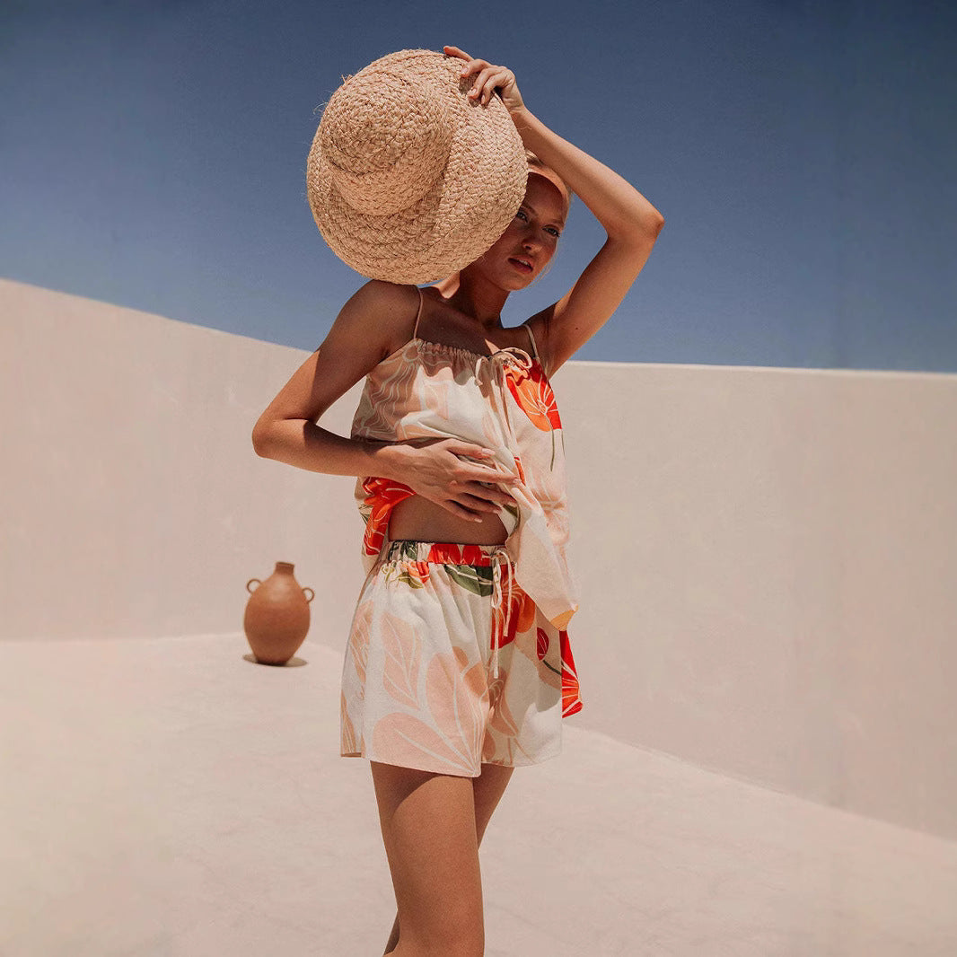 All-match Sleeveless Vest Vacation Style Suit