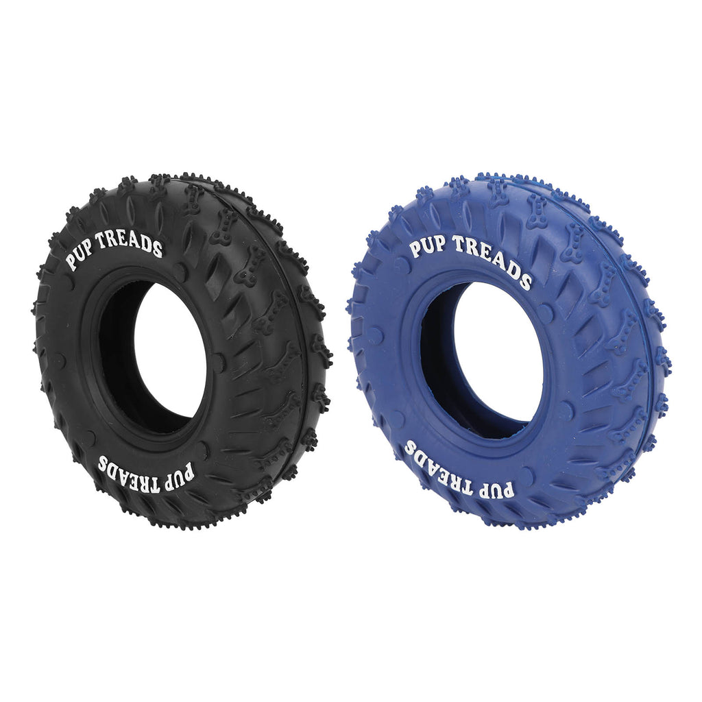 2Pcs Blue Black Rubber Tire Dog Chew Toy Safe Tire Shape Rubber Pet Chew Toy For Medium Large Dogs