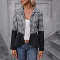 Houndstooth-textured Gradient-button Womens Jacket