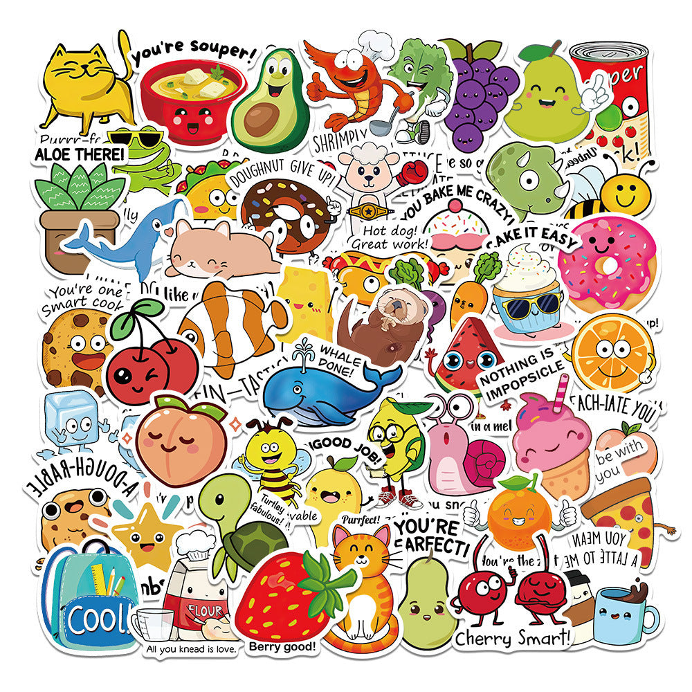 50 Pieces Children's Cute DIY Luggage Refrigerator PVC Waterproof Stickers
