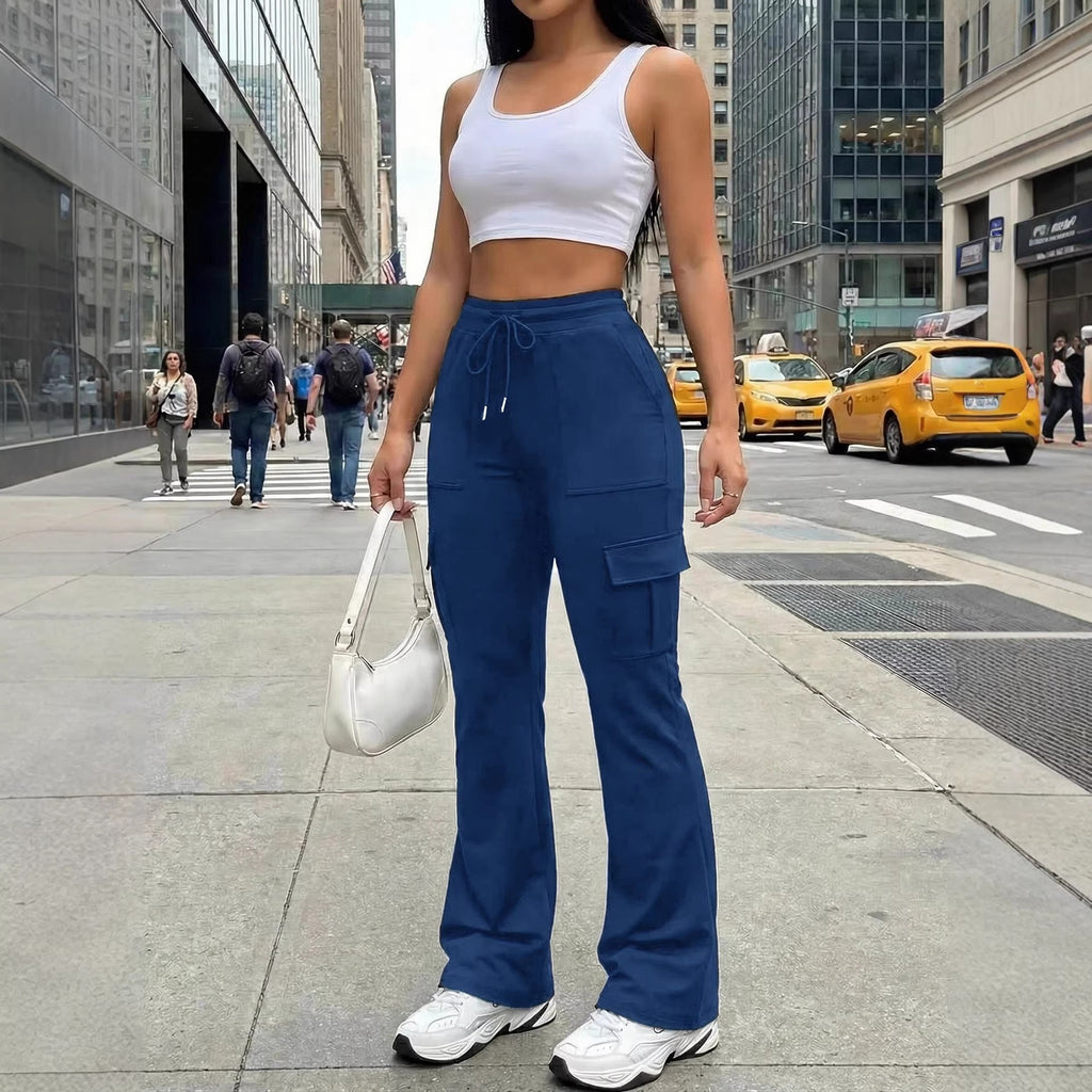 Cross-border Exclusive High-waisted Flared Pants With Drawstrings