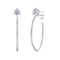 S925 Sterling Silver Long Hoop Earrings, 0.6ct D-VVS1 Moissanite, Platinum Plated 2.6g Women's Minimalist Jewelry Gift Box