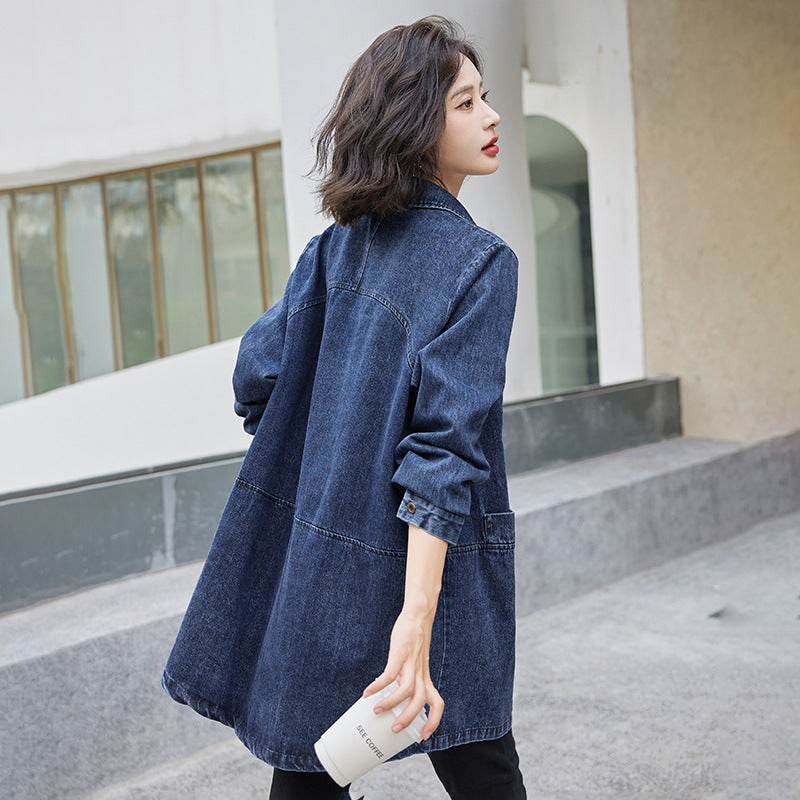 Casual Trench Coat Springautumn Mid-length Loose Fit Plus Size