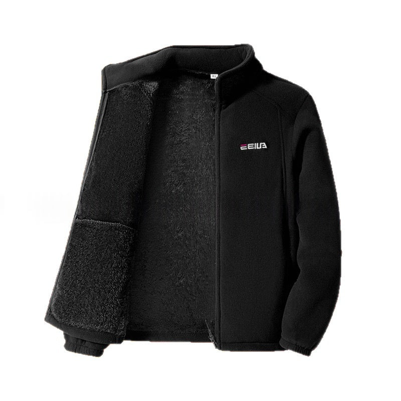 Fleece-lined Heavyweight Polar Fleece Windproof And Warm Stand-collar Jacket