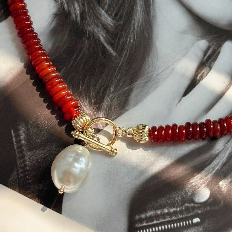 New Chinese-style Retro Red Bead Necklace For Women