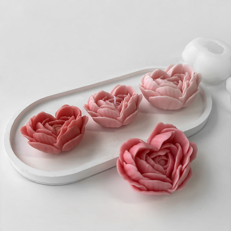 Love Heart Flowers Mold Rose Flower Fragrance Diy Silicone Mold