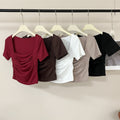 Square-neck Cropped Top With Built-in Padding
