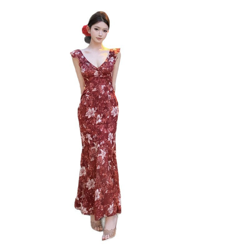 Summers New Slimming Flounce Maxi Dress