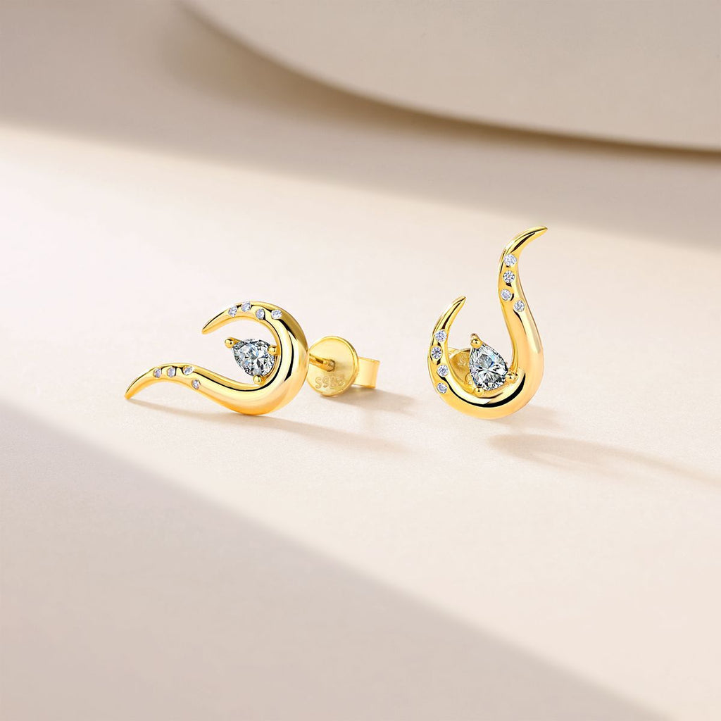 S925 Sterling Silver Wave Drop Earrings, 3x4mm Pear Cut D-VVS1 Moissanite, Platinum Plated Minimalist Studs With Elegant Gift Box