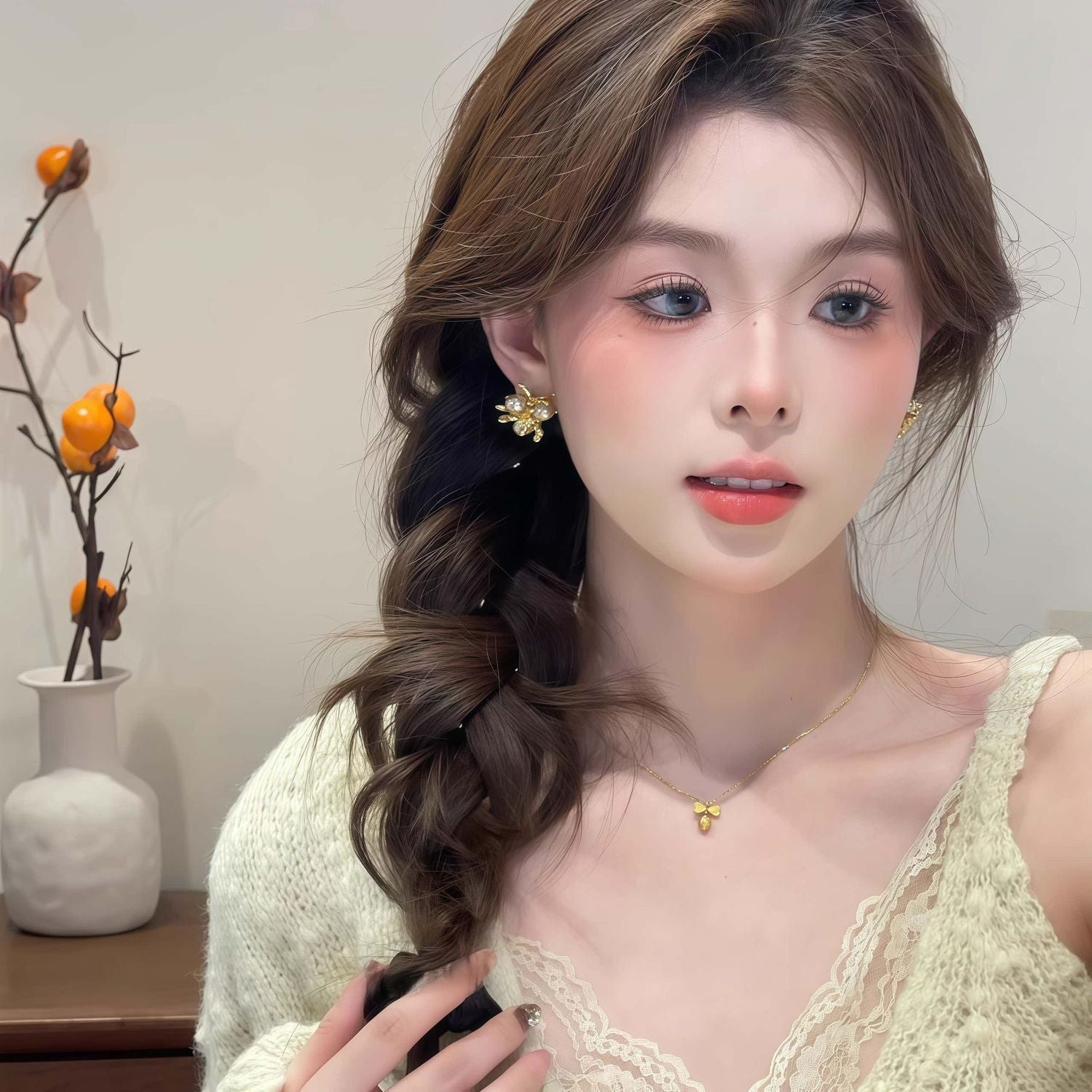 Unique Hong Kong Style Golden Firework  Pearl Stud Earrings For Women, Elegant Fashion Niche Light Luxury Trendy All-Match Ear Jewelry