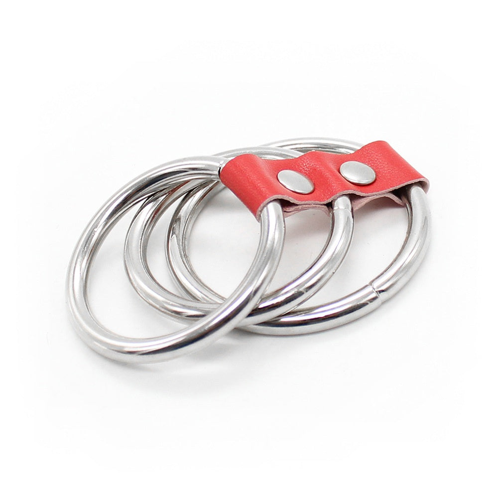 Leather Bondage Set For Men Intimate Extension Ring With Metal Props