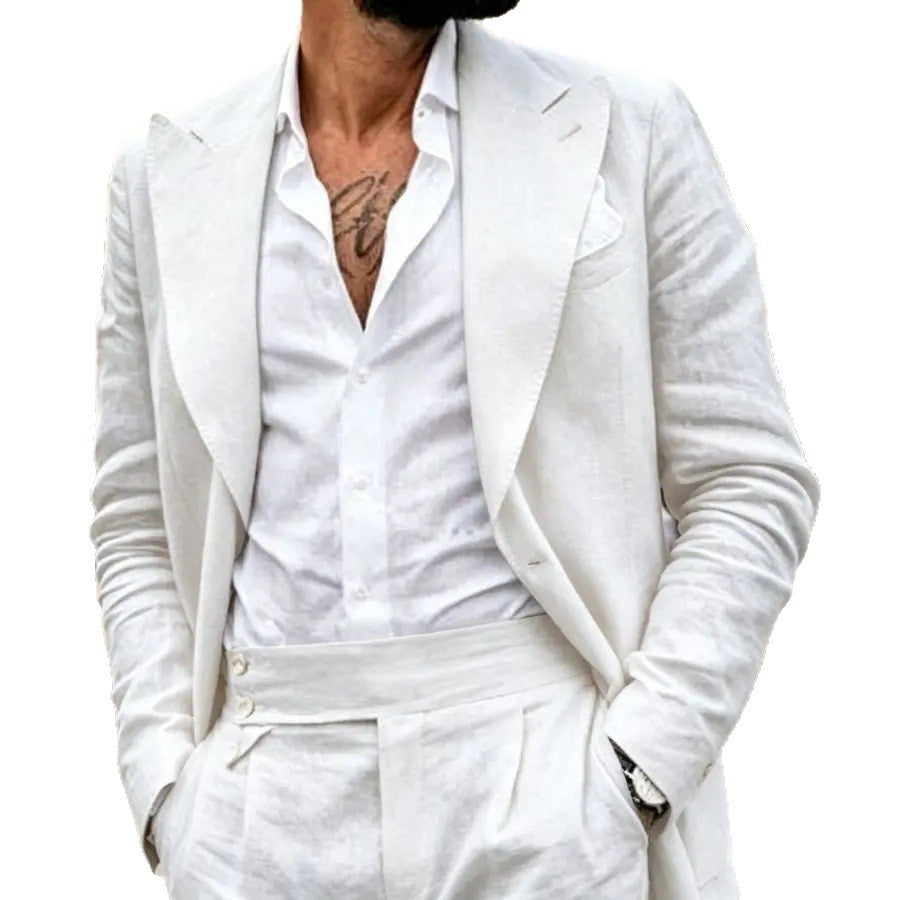 Mens Suit Set Simple And Retro Two-Piece Set