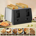 Kitchen Toaster 4 Slice Steel Variable  Defrost Reheat Extra Wide Slot