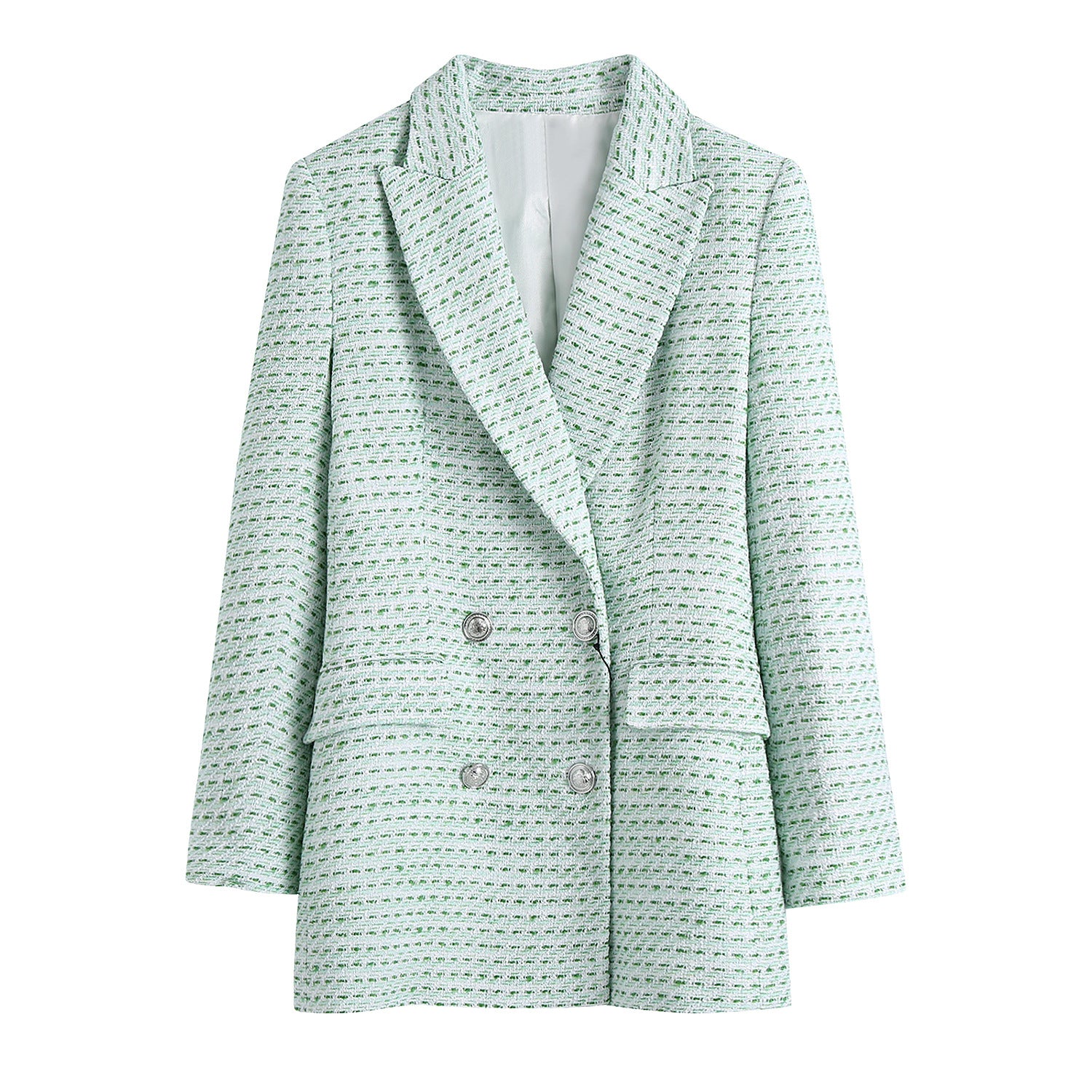Plaid Textured Blazer Buttoned Tank Top Pleated Mini Skirt
