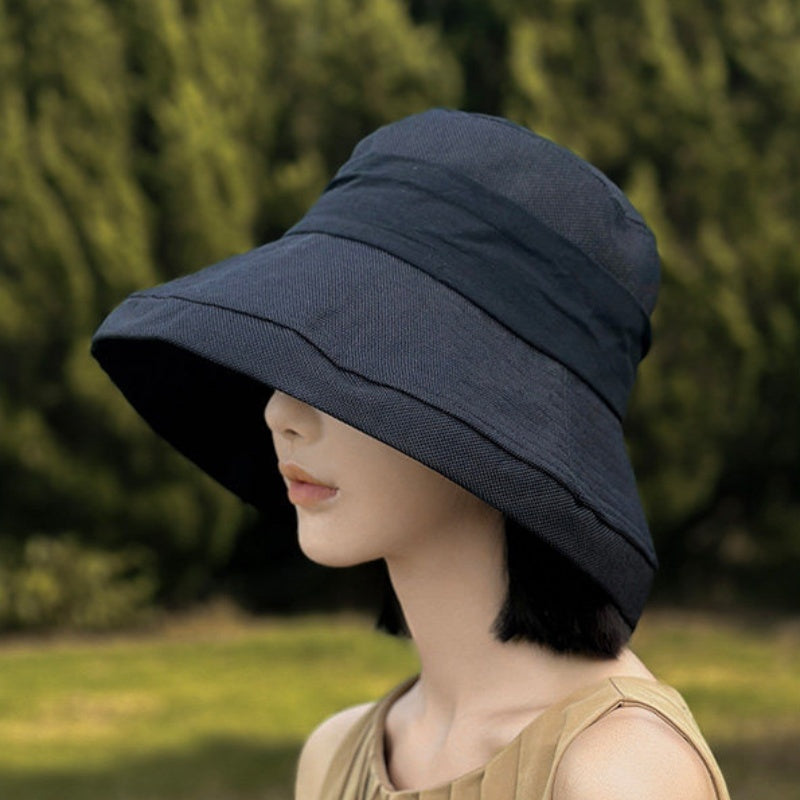 Japanese-style High-quality Large-brimmed Bucket Hat For Women Summer Season