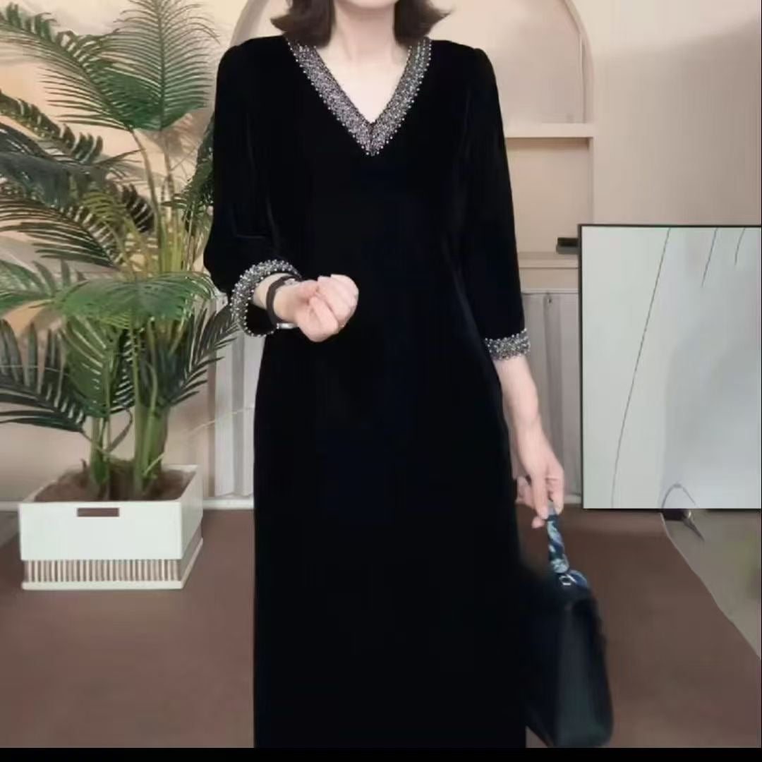 Womens Fashion Casual Dress With Three-Quarter Sleeves