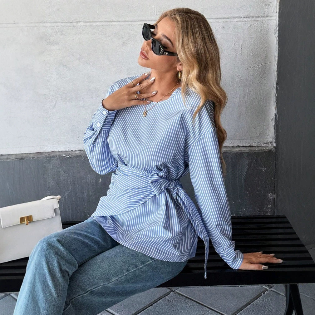 Cinched-waist Lace-up Short-length Long-sleeve