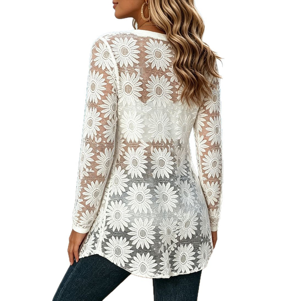New Three-dimensional Lace Long-sleeve Cardigan