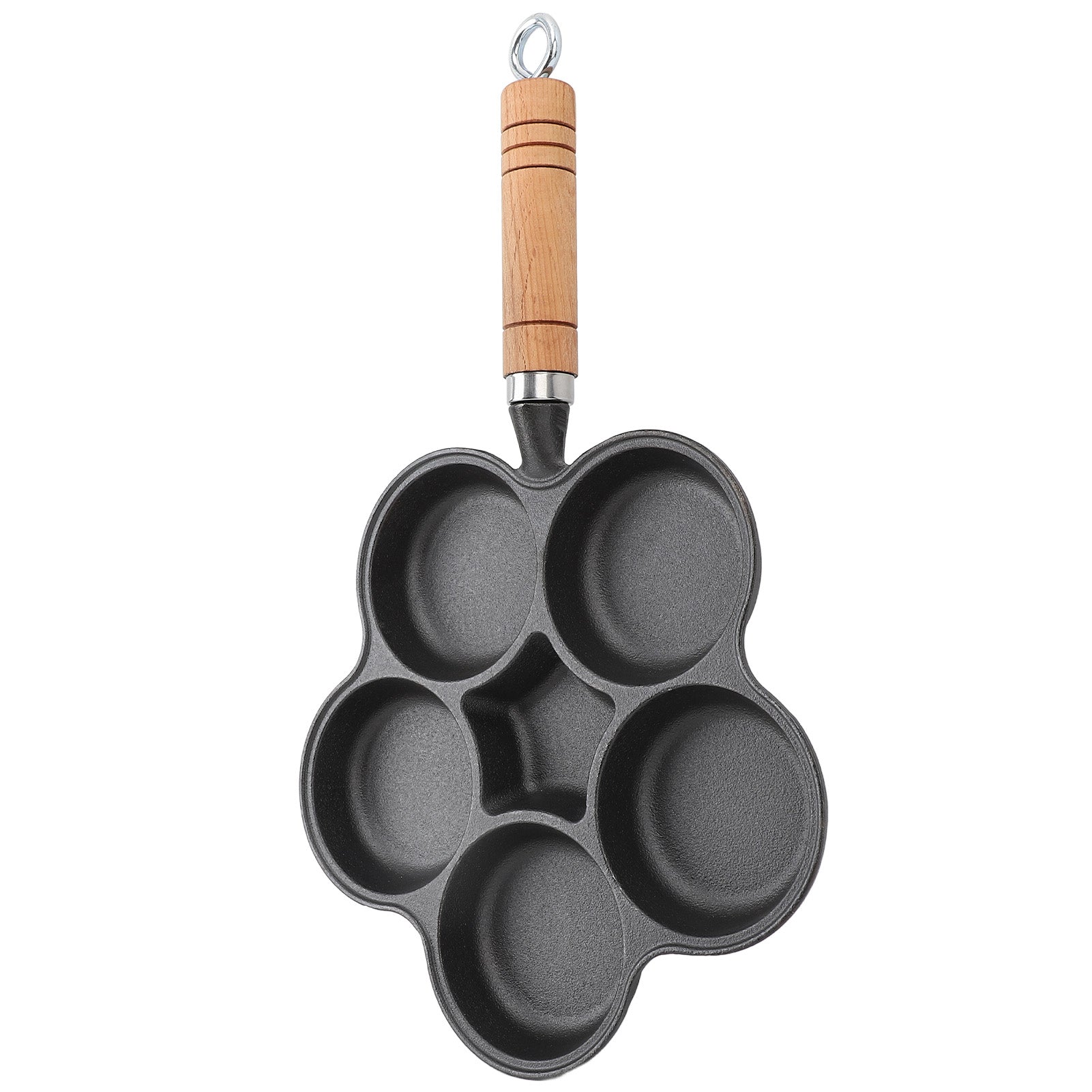 Cast Iron 5 Hole Egg Frying Pan Fast Heating Thick Bottom Heavy Duty Breakfast Pan For Gas Stove Induction Cooker