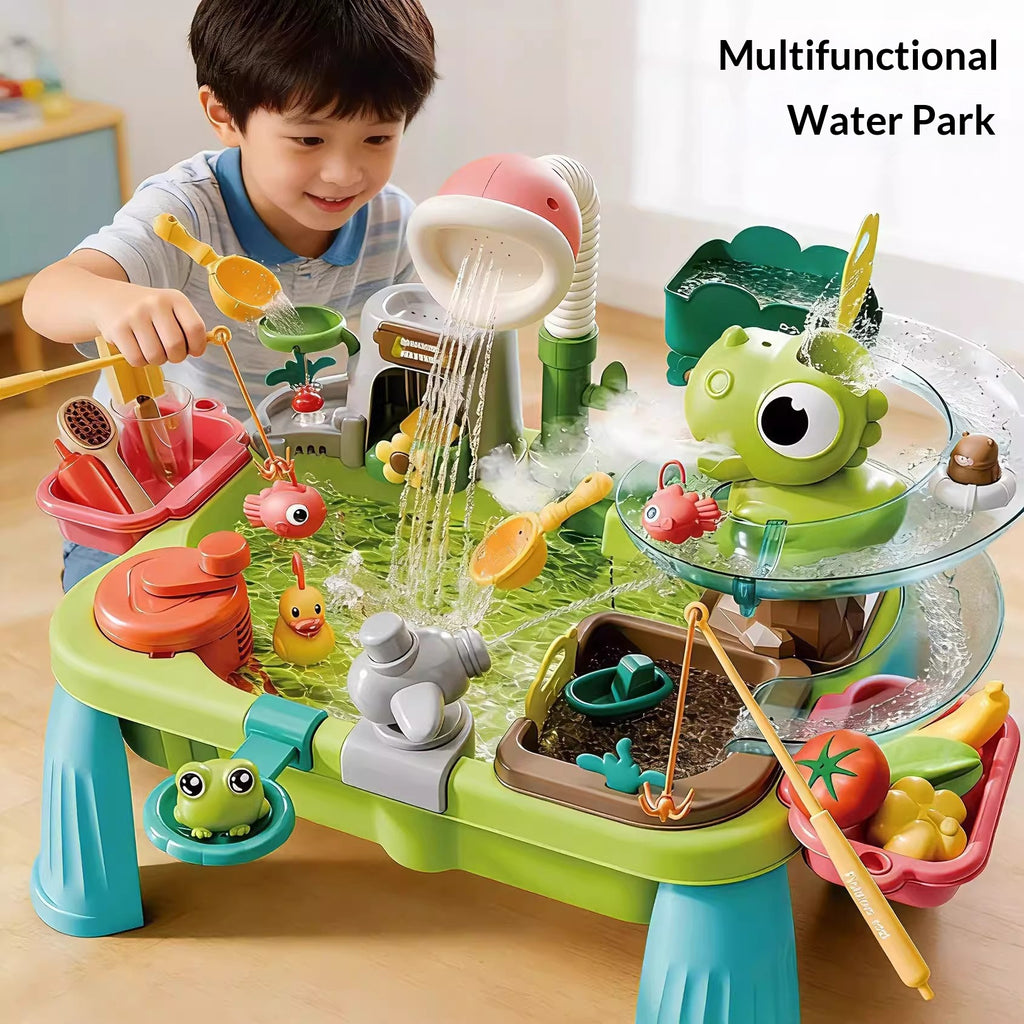 Childrens Electric Spray Water Play Station With Simulated Fishing And Dishwasher Functions