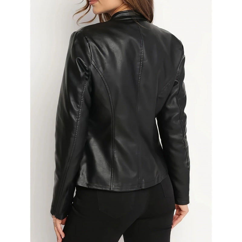 Short Chic Leather Jacket Coat