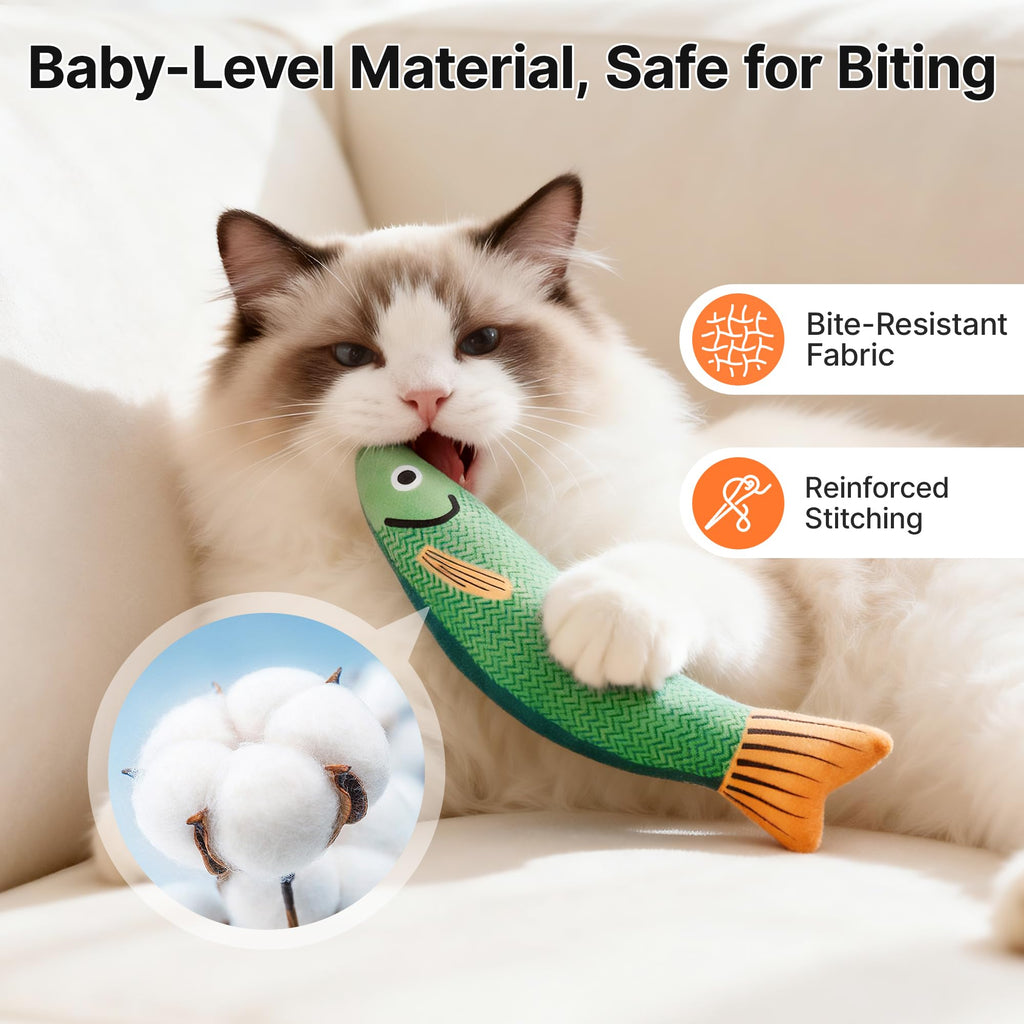 Cat Toys Saury Fish, 3 Pack, Catnip Crinkle Sound, Soft And Durable, Interactive Kitten Kicker For Indoor Kitty Exercise  For All Breeds