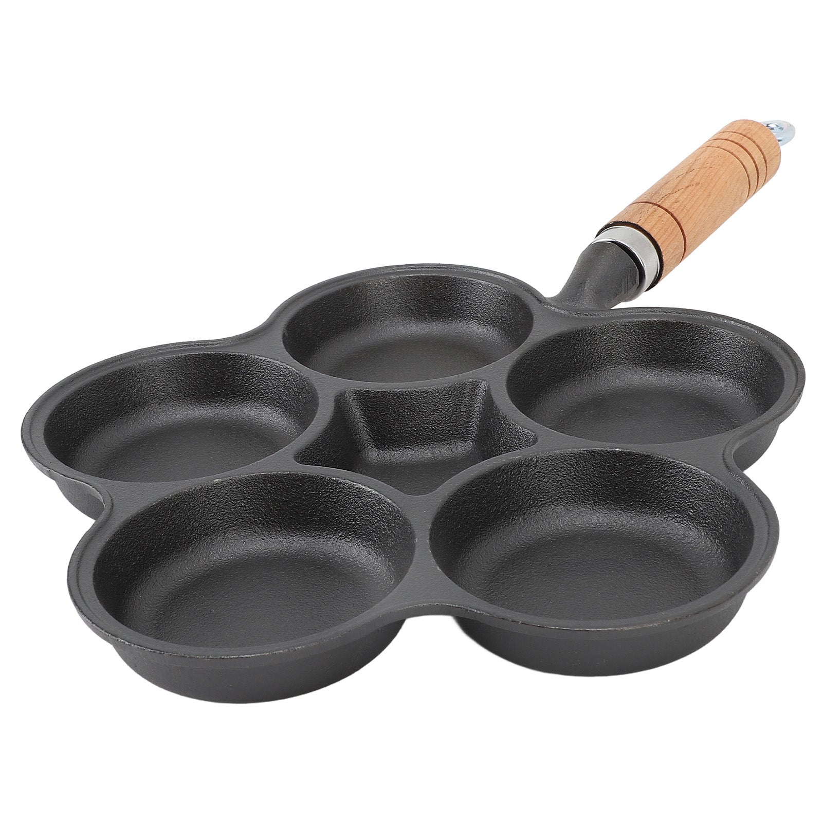 Cast Iron 5 Hole Egg Frying Pan Fast Heating Thick Bottom Heavy Duty Breakfast Pan For Gas Stove Induction Cooker