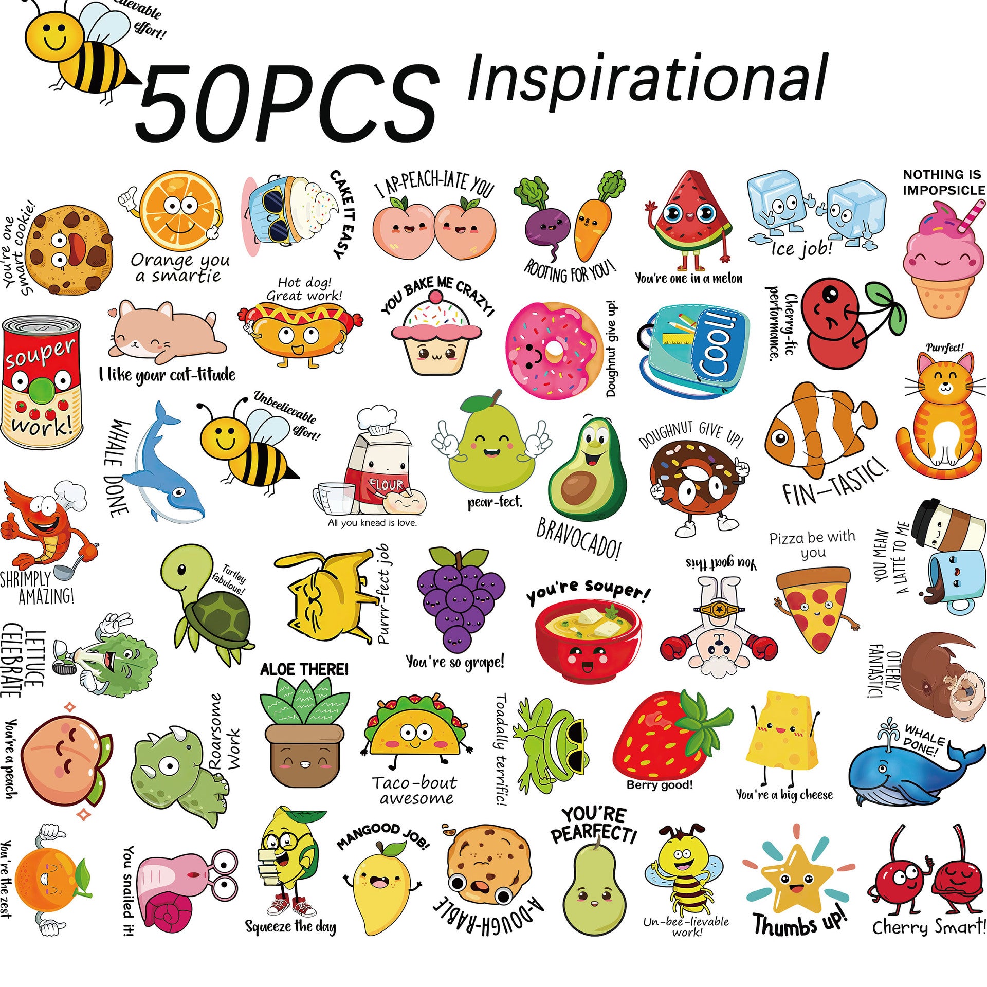 50 Pieces Children's Cute DIY Luggage Refrigerator PVC Waterproof Stickers