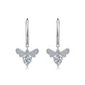 S925 Sterling Silver Heart Moissanite Wing Dangle Earrings, 6mm D-VVS1 Heart Cut Stone, Platinum Plated 3.9g Women's Jewelry Gift Box