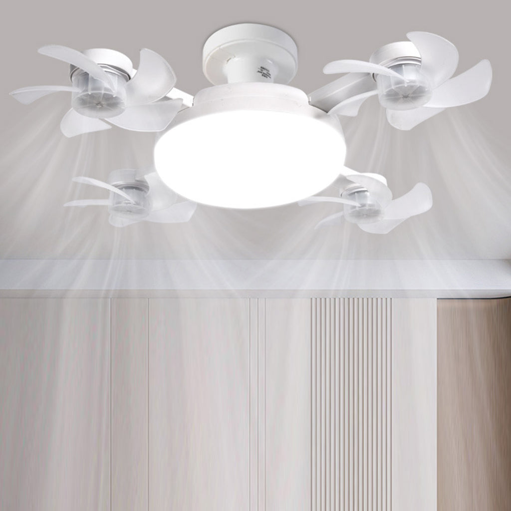 Ceiling Fan With Light And Remote E26 E27 3 Speeds 3 Colors 2 Timers Quiet Foldable Modern LED Fan Light For Living Room Bedroom 4 Heads