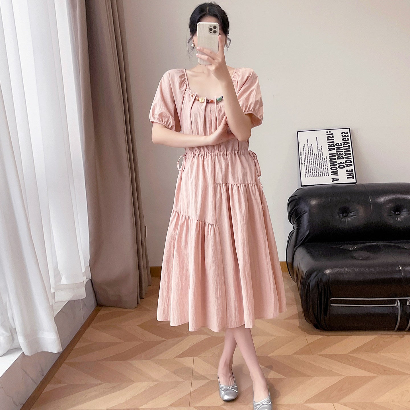 French Sweet Puff Sleeve Dress Women