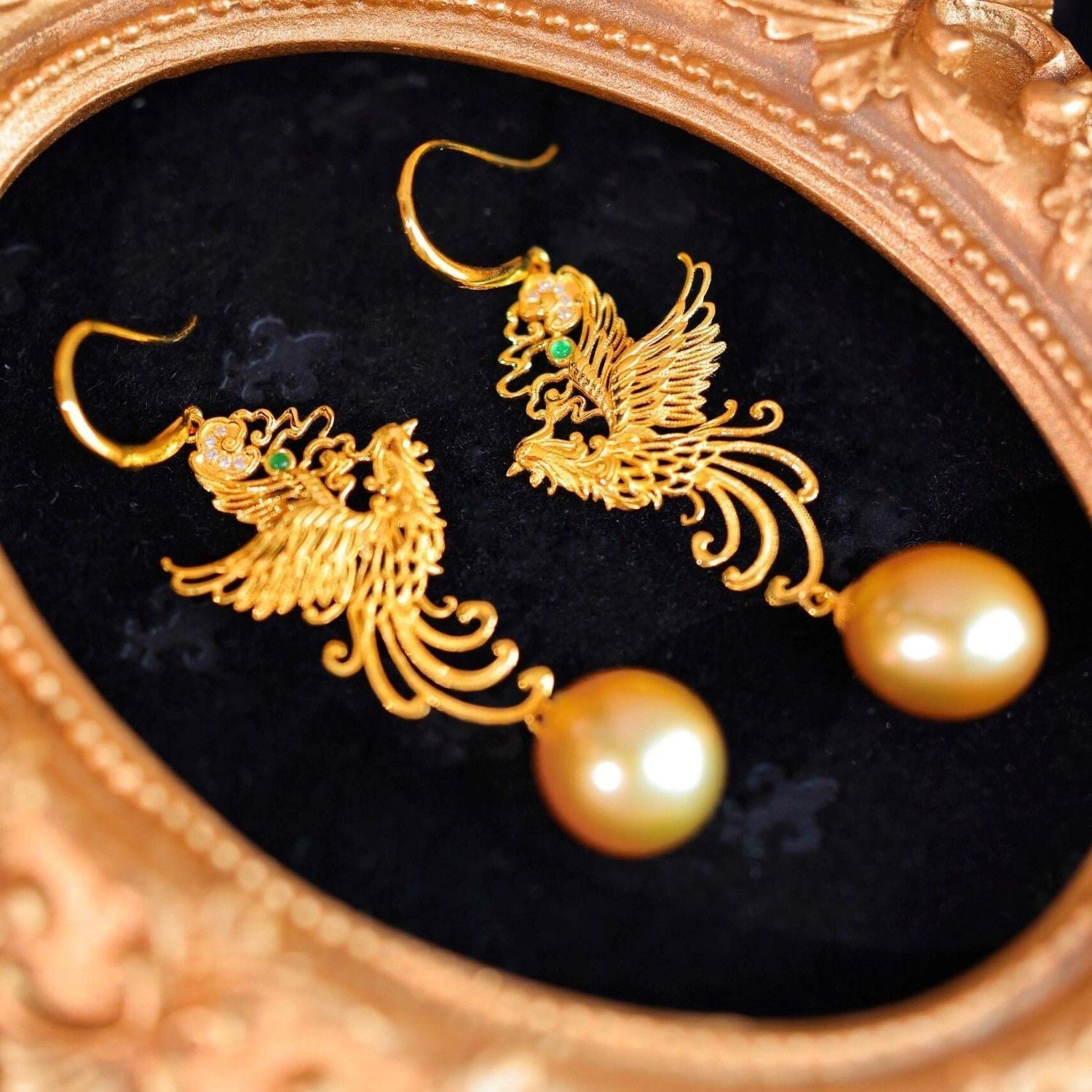 New Chinese Vintage Phoenix Earrings For Women, Golden Phoenix High-End Elegant Versatile Light Luxury Exquisite Ear Jewelry